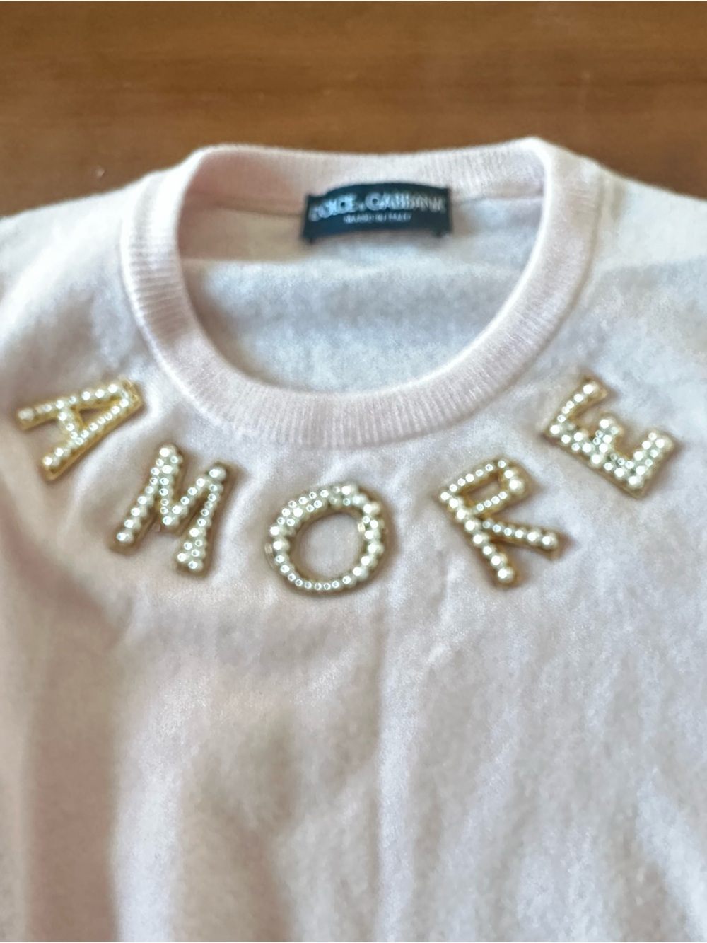 Dolce & Gabbana Light Pink Pearl-Embellished Crewneck Sweater - Picture 4 of 4